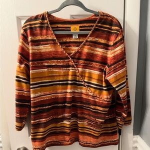 Ruby Rd. Yellow and Red Label Top 95% cotton   5 %Spandex colors gold, and brown